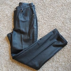 Leather 5 pocket pants straight leg